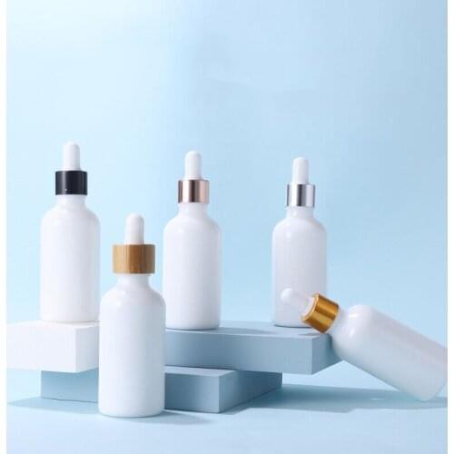 50pcs Porcelain White Refillable Dropper Bottle essential oil Glass Aromatherapy Liquid 10-100ml Drop for massage Pipette Bottle