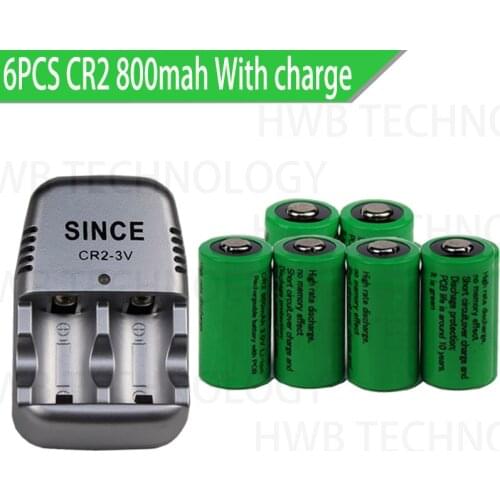 6pcs 15270 CR2 800mah rechargeable battery +3V CR2 charger, digital camera, made a special battery