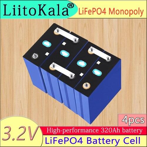 LiitoKala 3.2v 280Ah 310Ah 320Ah Rechargeable Battery Lithium Iron Phosphate Solar Cell 12v 24v Grade A Lifepo4 Cell Tax Free