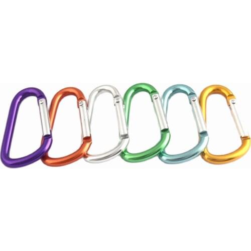 Aluminum Carabiner Locking Buckle Hooks Clips D Shape Spring Snap Keychain Clip Key chain For Outdoor Camping 2PCS