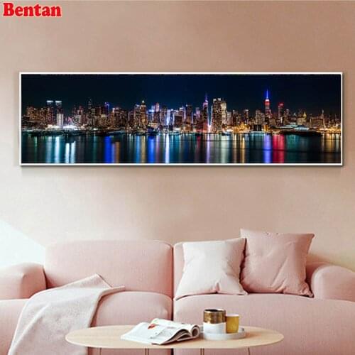 Large DIY Diamond Painting New York City Night landscape Full square round Mosaic Painting Rhinestone 5D Diamond Embroidery Kit