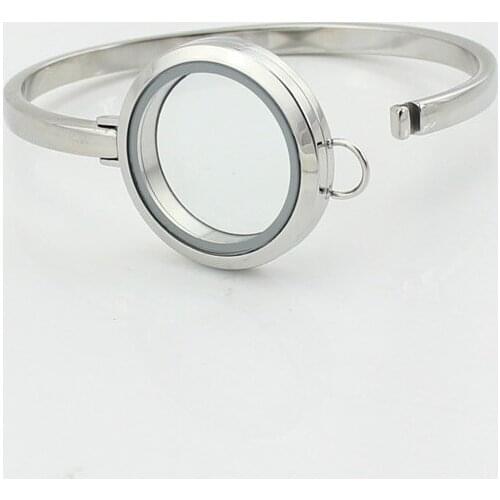 7Inch 8Inch Stainless Steel Bangle Twist Glass Living Floating Charm Locket Bracelet