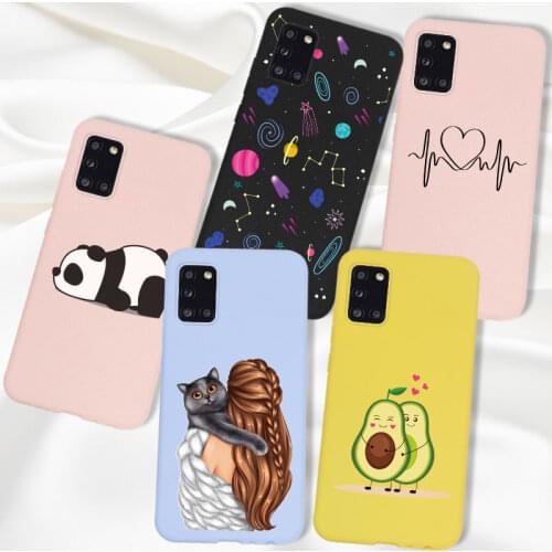 Cartoon Phone Case For Samsung A51 A71 A31 Case Silicone Soft Matte Cover For Samsung Galaxy A51 A71 4G TPU Case A 51 Purple Cat