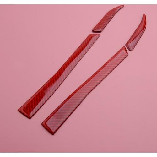 CITALL Red 4pcs Carbon Fiber Rearview Side Door Wing Mirror Base Bottom Cover Trim Strip Fit for Ford Mustang 2015-2019