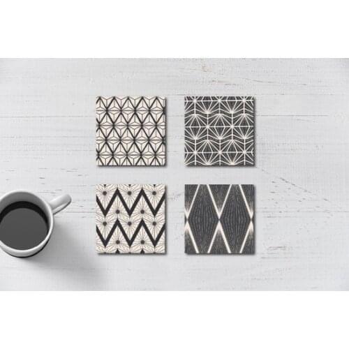 Zigzag Pattern Wooden Coaster 4'lü Set decorative objects Декоративные элементы Objetos decorativos