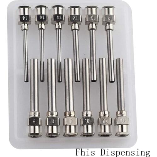 Dispensing Needle 1" All Metal 8,10,12,14 Gauge (All Sizes) Pack of 12