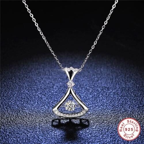 Geoki 925 Sterling Silver Perfect Cut 0.5 ct D Color VVS1 Moissanite Princess Pendant Necklace for Wedding Women Luxury Jewelry