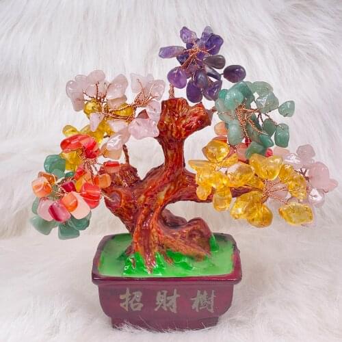 Crystal Tree Quartz Bonsai Lucky Money Tree Sculpture Home Office Decor
