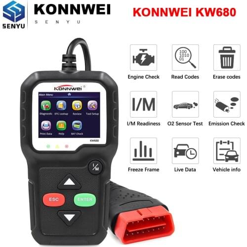 KONNWEI KW680 Code Reader OBD2 Auto Car Diagnostic Scan Tool Automotive with Russian ODB2 OBD 2 Scanner Auto Tools PK CR3001