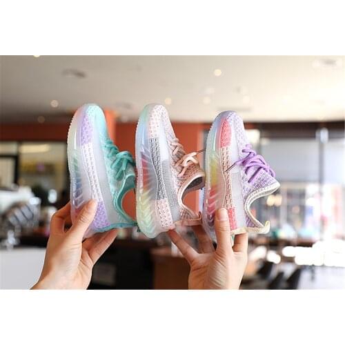 Кроссовки женские 2021 Summer New Style Big Childrens Mesh Breathable Running Sports Shoes Boys Casual Woven Coconut Shoes