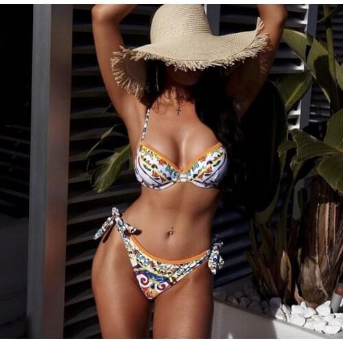 Bikini Brazilian Women 2021 Swimwear Monokini New Sexy Two Piece Swimsuits Female Push Up Bathing Suit Print Swim Suit Beachwear