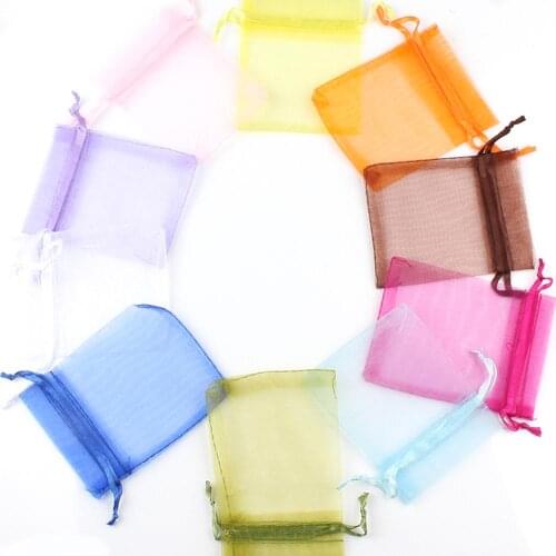 50pcs 7x9 9x12 10x15 Organza Bags Jewelry Packaging Bags Gift Engagement Wedding Party Decoration Drawstring Packaging Pouches