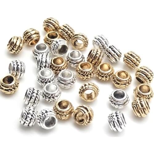 30pcs Metal Beads 6X8mm Hole 4.5mm Space beads Three Crimp End Beads Connectors For DIY Bracelet Fashion Jewelry Accessories