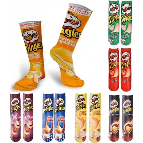 Kawaii Novelty 3D Printing Socks Men Women Cartoon Candy Potato Chips Puffed Food Happy Funny Cotton New Year Socks 2021 Gifts