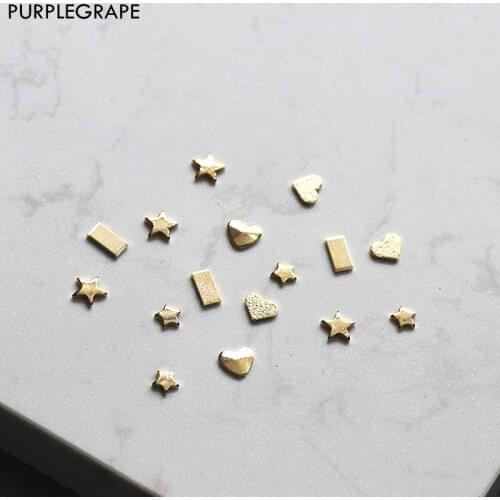 Mini copper plated 18K real gold geometric nail sticker nail art decorative metal sheet DIY handmade accessories a pack of 12