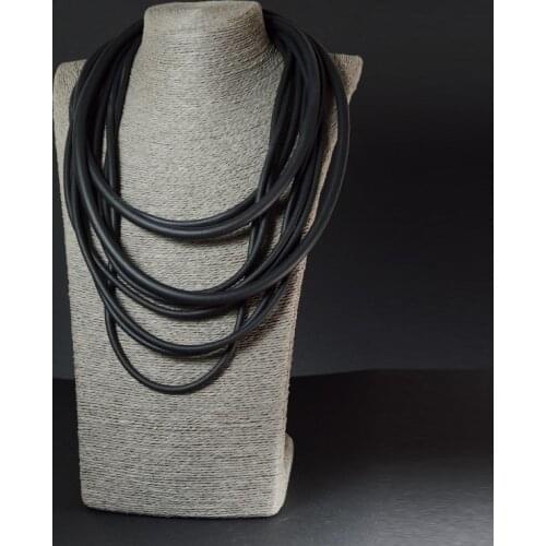 YD&YDBZ Multi Layer Rubber Rope Long Necklace For Women Exaggeration Soft Silicone Statement Necklaces Night Party Matching Gift