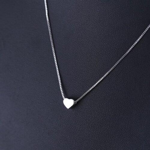 Fashion Shiny Women Heart Necklaces Jewelry Silver Color Choker Necklaces Pendants For Women Girls Gifts Colar