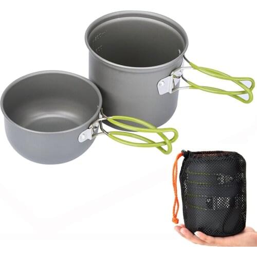 Camping Cookware Pots And Pans Set Nonstick With Mesh Bag Utensil Tableware Camping Equipment For Backpacking Hiking Picnic