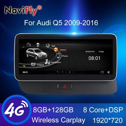 NaviFly 8GB+128GB Wireless Carplay Android All In One Car Intelligent System For Audi Q5 2009-2016 4G LTE HD1920*720 Blu-ray