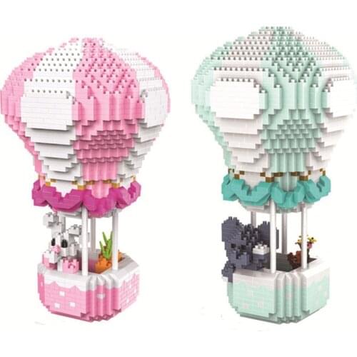 New Arrive Diamond Particle Assembled 1940pcs+ Pet Elephant Rabbit Hot Air Balloon Mini Building Blocks Toys for children gifts