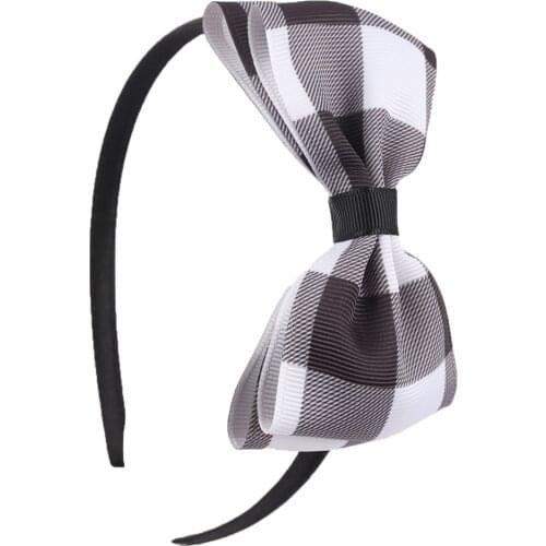 Oaoleer 2021 New Plaid Hair Bow Hairbands Kids Girls Hair Band Bowknot Headwrap Handmade Hair Accessories