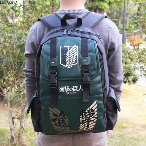 Attack on Titan Shingeki no Kyojin Action figure printed Backpack School bag BookBag Canvas Bag Rucksack sport travel bag toy