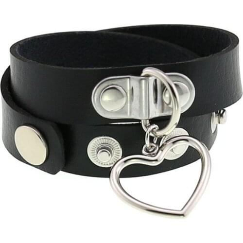 Harajuku New Heart Choker Necklaces Gothic PU Leather Heart Necklace Rock Punk Chocker Statement Jewelry Women Collar Necklace