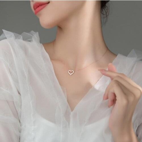 Silver Heart Pendant Necklace 925 Sterling Silver Pendants Necklaces with Cubic Zirconia