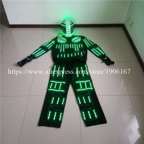 RGB LED Costume LED Clothing el wire costumes LED Robot suits david with remote control
