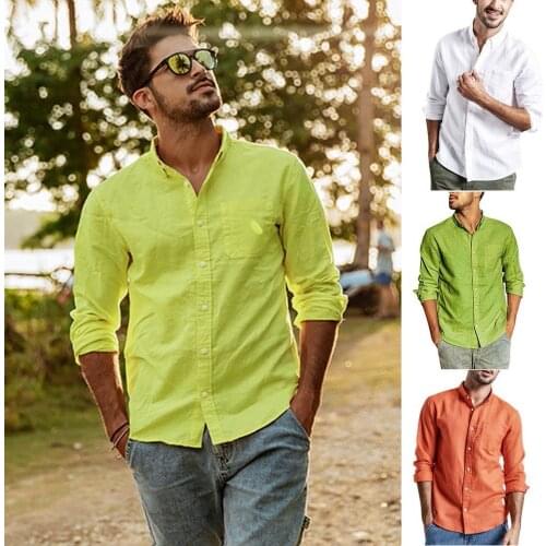 Hot Fashion Mens Summer Shirt Button Casual Linen And Cotton Long Sleeve Top Blouse High Quality Comfy Daily Shirts Dropshipping