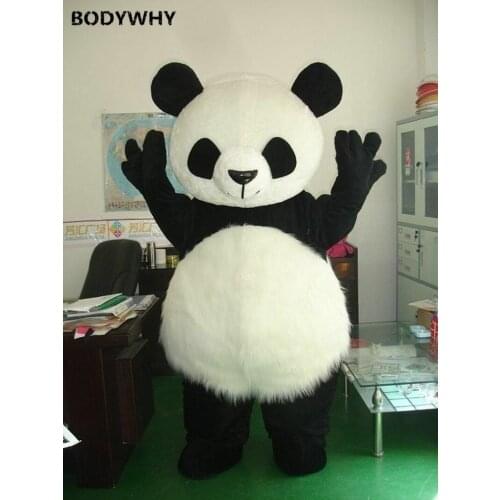 Crazy Sale Long Hair Panda Bear Animal Mascot Costumes Cosplay Game Adult Size Handmade Cartoon Character Mascot Costume Gift