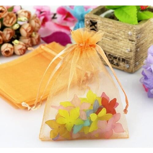 Free Shipping 200pcs/lot Champagne Organza Bag 11x16cm Jewelry Packaging Bag Cute Wedding Drawstring Gift Bag Organza Pouches