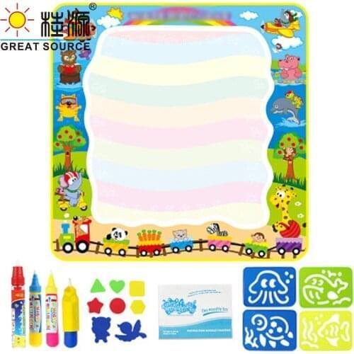 Magic Drawing Mat Doodle Mat Baby Square Magic Pens Stamps Set Painting Board Educational Toys for Kids100*100cm(30.37"*30.37")