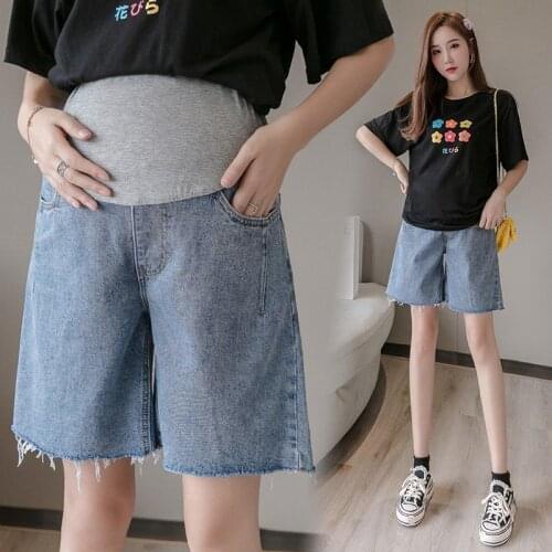 Japanese Pregnant Women Summer Maternity Shorts Jeans Maternity Korean Fashion Cotton Outer Wear Gift For Mom Mommy Clothing