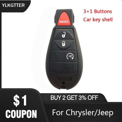 YLKGTTER 3+1 Buttons Smart Remote Key Cover For Cherokee Dodge Charger Magnum Caliber Challenger Chrysler Replacement Key Case