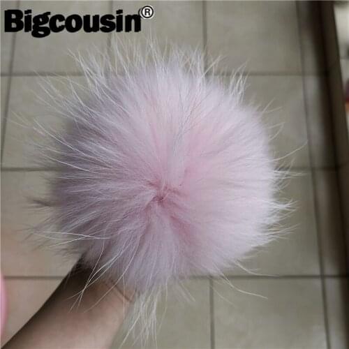 1PC Fluffy Natural Fur Pompoms Pink Real Raccoon Fur Pom Pom 15cm Fur Balls For Women Children Beanies knitted Hat Cap Wholesale