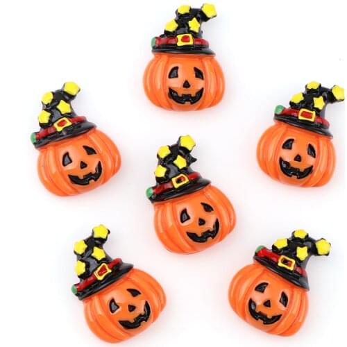 10PC Resin Halloween pumpkins Cabochons Resin Flatbacks Scrapbooking Girl Hair Bow Center Crafts