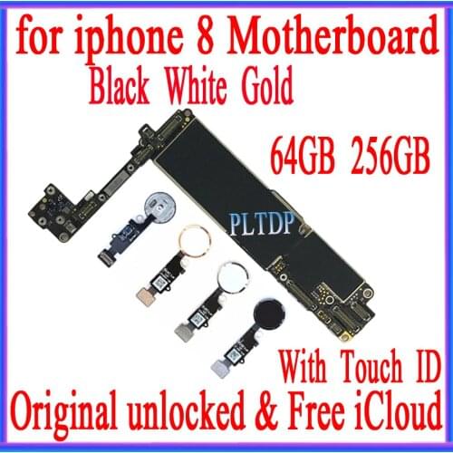 100% Original for iphone 8 Motherboard with Touch ID/Without Touch ID, unlocked for iphone 8 Logic board with Full Chips