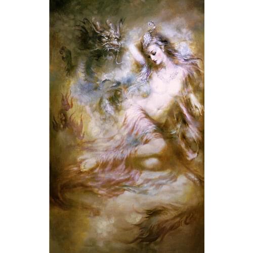 100%Handmade Stunning Oil painting Rembrandt - Beautiful young woman portrait canvas