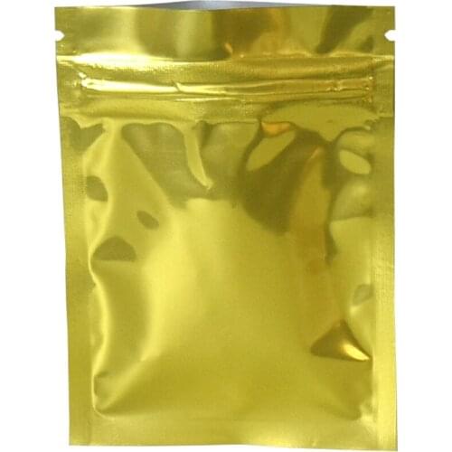 100pcs/lot Heat Seal Aluminum Foil Zip Lock Bags Food Grade Packing Bag Resealable Gold Mylar Foil Package Bag