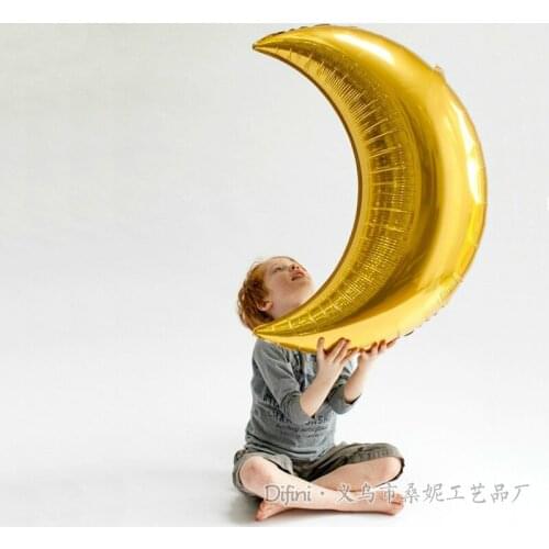 2pcs Holographic Crescent Moon Ballon 36" Foil Air Balloon Christmas Wedding Birthday Party Decoration Baby Shower Big Balloons