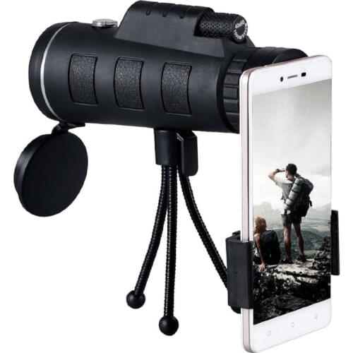 40X60 Zoom Monocular Telescope Scope for Smartphone Camera Camping Hiking Fishing with Compass Phone Clip Tripod