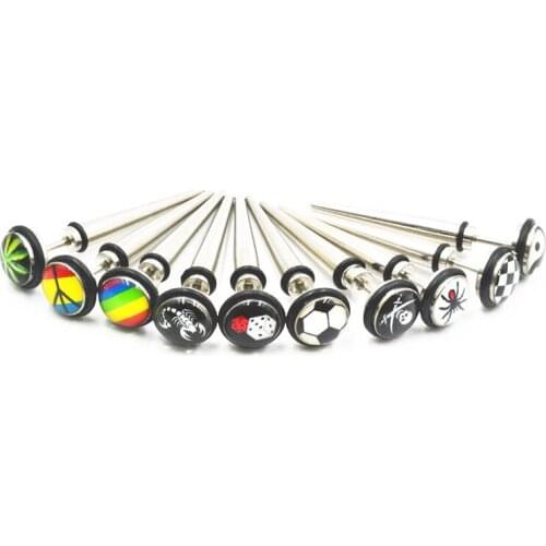 50pcs Stainlless Steel Body jewelry Mix Logos Ear Stud Fake Ear Plugs Cheat Ear Tapers Tunnels Illussion Plugs Free Shippment