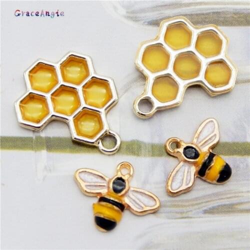8pcs/set mix alloy bees animal honey charms hairs jewelry pendant for earrings keychain Earrings Necklace Pendant Gold Metal