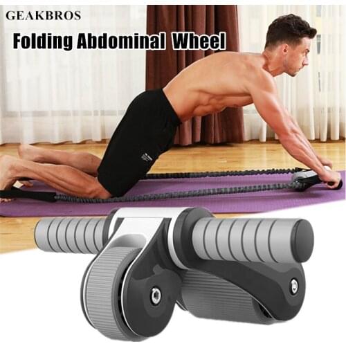 ABS Abdominal Wheel Exercise Roller with Knee Pads Foldable Fitness Roller Men Women Home Multifunctional Fitness Abdomen Roller