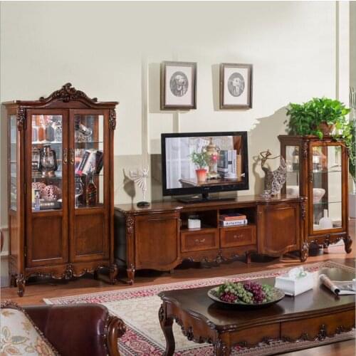 Antique High Living Room Wooden furniture lcd TV Stand set 10285
