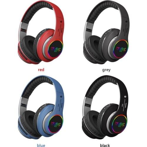 VJ033 Wireless Earphone HiFi Headphones LED Wireless Bluetooth 5.0 Folding Headphone Over-Ear Headset with Microphone