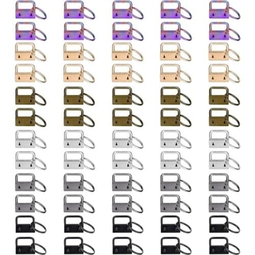 60 Pcs 2.5Cm Key Fob Keychain Hardware Tool Set For Wristlet Clamp Key Lanyard Making
