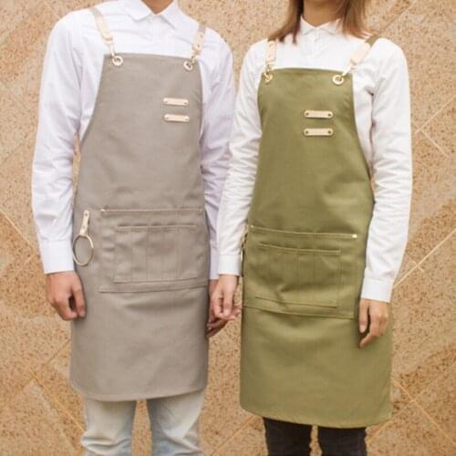 Canvas Apron Crossback Straps Cafe Barista Bartender Baker Restaurant Pastry Chef Wear Florist Hairdresser Barber Uniform D62