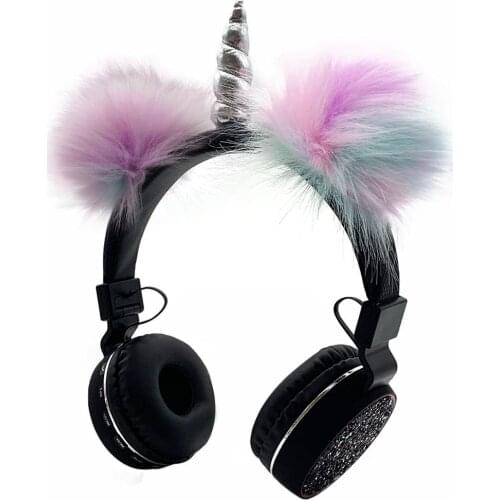 JINSERTA Unicorns Bluetooth Kids Headphones Stereo Handsfree Earphone Support FM Radio Handsfree TF Card AUX Birthday Gifts